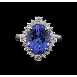 14KT White Gold 3.67ct Tanzanite and Diamond Ring