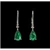 Image 1 : 3.59ctw Emerald and Diamond Earrings - 18KT White Gold