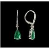 Image 2 : 3.59ctw Emerald and Diamond Earrings - 18KT White Gold