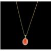 Image 2 : 14KT Yellow Gold 12.67ct Coral and Diamond Pendant With Chain