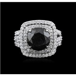 4.92ctw Black Diamond Ring - 18KT White Gold