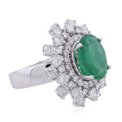 14KT White Gold 3.81ct Emerald and Diamond Ring