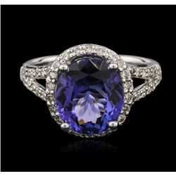 4.64ct Tanzanite and Diamond Ring - 14KT White Gold