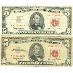 1963 $5 Red Seal Bill Lot of 2