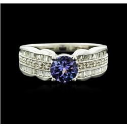 14KT White Gold 0.85ct Tanzanite and Diamond Ring