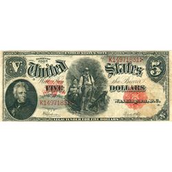 1907 $5 Woodchopper United States Legal Tender Note