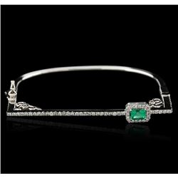 14KT White Gold 0.51ct Emerald and Diamond Bracelet