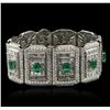 Image 2 : Platinum GIA Certified 9.37ctw Emerald and Diamond Bracelet