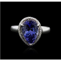 14KT White Gold 3.51ct Tanzanite and Diamond Ring