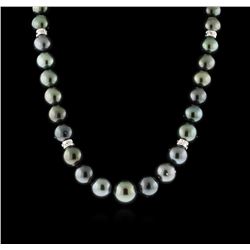 14KT White Gold Tahitian Pearl and Diamond Necklace