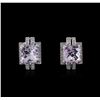Image 1 : 14KT White Gold 4.74ctw Amethyst and Diamond Earrings