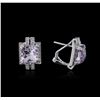 Image 2 : 14KT White Gold 4.74ctw Amethyst and Diamond Earrings