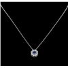 Image 1 : 1.20ctw Blue and White Sapphire Pendant With Chain - 14KT White Gold