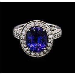 4.20ct Tanzanite and Diamond Ring - 14KT White Gold