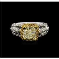 EGL INT 1.88ctw Fancy Yellow Diamond Ring - 18KT Two-Tone Gold