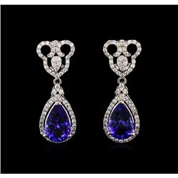 8.65ctw Tanzanite and Diamond Earrings - 14KT White Gold