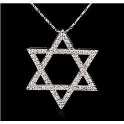 14KT White Gold 0.79ctw Diamond Star David Pendant With Chain