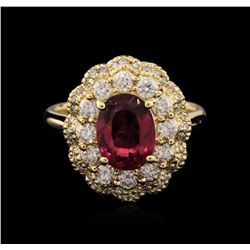 14KT Yellow Gold 1.77ct Tourmaline and Diamond Ring