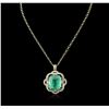 Image 2 : 14KT Yellow Gold GIA Cert 52.12ct Emerald and Diamond Pendant With Chain