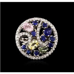 14KT White Gold 3.18ctw Sapphire and Diamond Ring