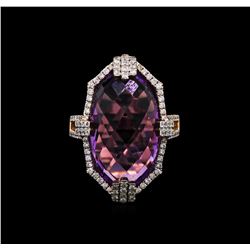 14.59ct Amethyst and Diamond Ring - 14KT Rose Gold