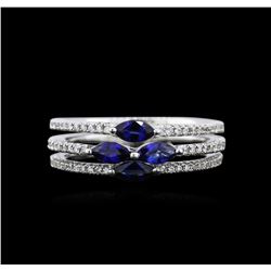 0.70ctw Blue Sapphire and Diamond Ring - 18KT White Gold