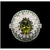 Image 1 : 14KT White Gold 2.76ct Green Tourmaline, Chrysoberyl and Diamond Ring