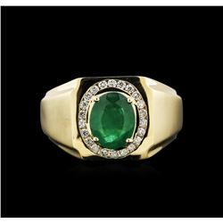 1.95ct Emerald and Diamond Ring - 14KT Yellow Gold