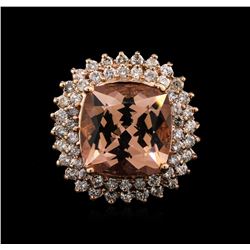 10.55ct Morganite and Diamond Ring - 14KT Rose Gold