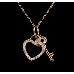 0.45ctw Diamond Necklace - 14KT Rose Gold