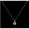 Image 1 : 1.48ct Emerald and Diamond Pendant With Chain - 14KT Yellow Gold