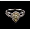 Image 1 : 1.42ctw Light Yellow Diamond Ring - 14KT White Gold