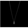 Image 2 : 14KT White Gold 0.16ctw Diamond Cross Pendant With Chain