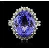 Image 1 : 14KT White Gold 15.25ct Tanzanite and Diamond Ring