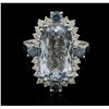 Image 1 : 5.23ct Aquamarine and Diamond Ring - 14KT White Gold
