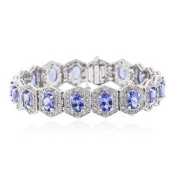 14KT White Gold 12.60ctw Tanzanite and Diamond Bracelet