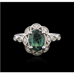 14KT White Gold GIA Certified 2.16ct Alexandrite and Diamond Ring