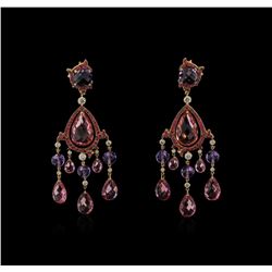 Ralph Lauren 54.06ctw Multi Gemstone and Diamond Earrings - 18KT Rose Gold