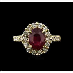 2.52ct Ruby and Diamond Ring - 14KT Yellow Gold