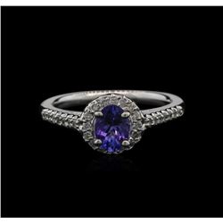 0.80ct Tanzanite and Diamond Ring -14KT White Gold