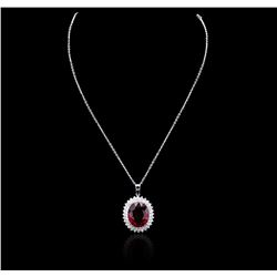 14KT White Gold 19.70ct Rubellite Tourmaline and Diamond Pendant With Chain