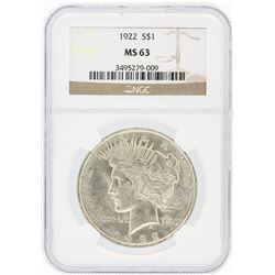 1922 NGC MS63 Peace Silver Dollar