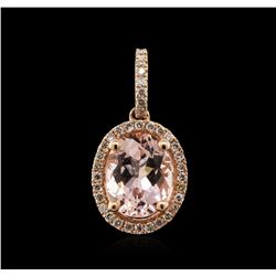 14KT Rose Gold 1.70ct Morganite and Diamond Pendant