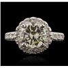 Image 1 : 14KT White Gold 2.22ct SI-1/Light Yellow Diamond Ring