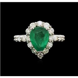 2.10ct Emerald and Diamond Ring - 14KT White Gold
