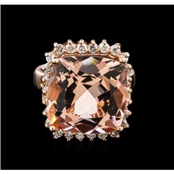 10.31ct Morganite and Diamond Ring - 14KT Rose Gold