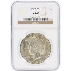 1922 NGC MS63 Peace Silver Dollar