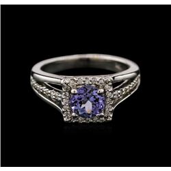 1.10ct Tanzanite and Diamond Ring - 14KT White Gold