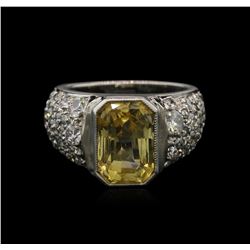 6.28ct Yellow Sapphire and Diamond Ring - Platinum