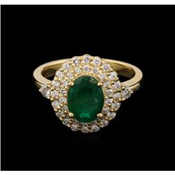 1.45ct Emerald and Diamond Ring - 14KT Yellow Gold